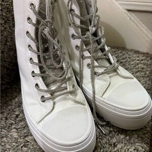 Wild Diva White Bling Lace Up High Tops